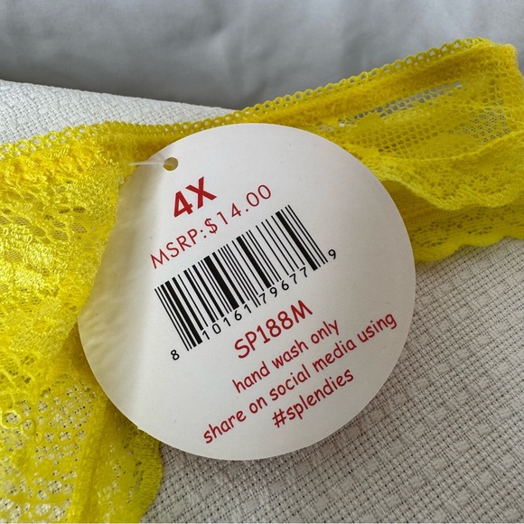 Splendies Yellow Lace Thong Panties Size 4X (See notes) NWT - Picture 5 of 9